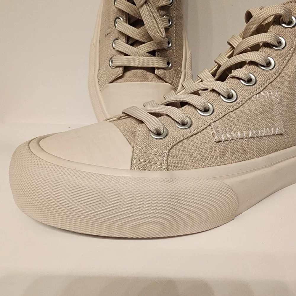 Article No. 1008 Linen Canvas Men’s Grey Beige High-Top Sneakers Size 5.5